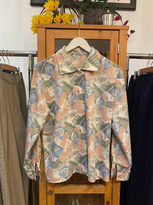 1980s Pastels Patterned Button-Up (M)