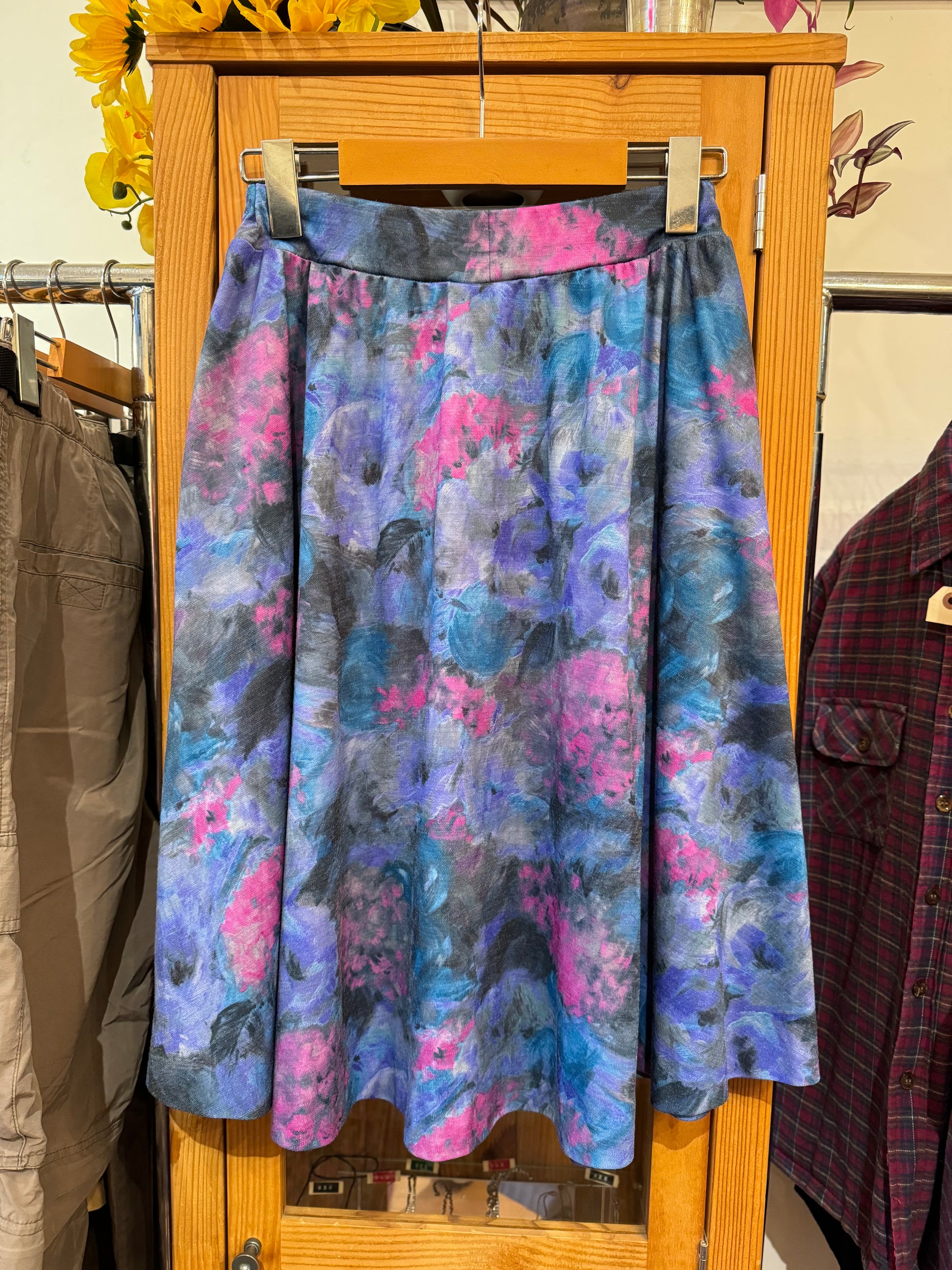 1980s Wool-Blend Floral Skirt (S)