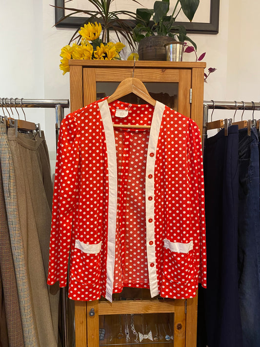 1970s Polka-Dot Cardigan  (S)