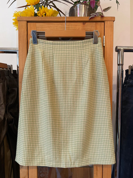 1980s Pale Green Gingham Skirt (S)