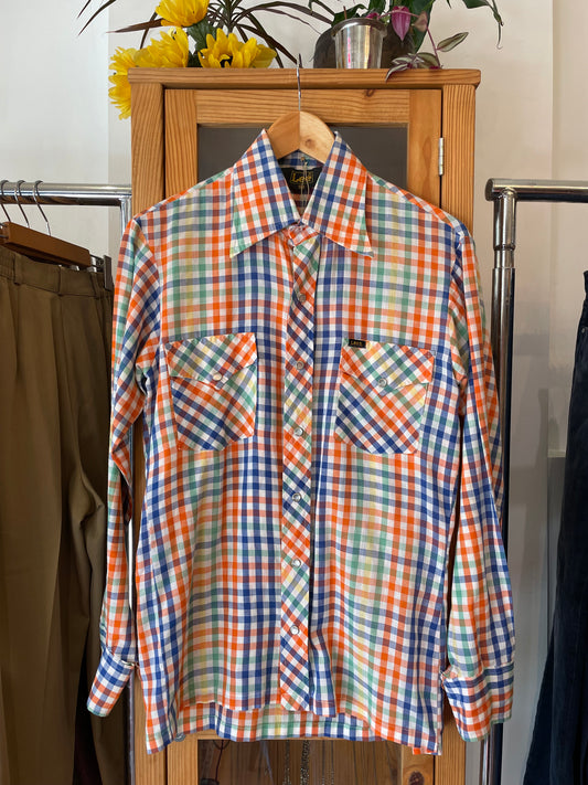 1970s Multi-Colour Western Style Button-up (L)