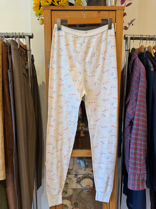 1980s Floral Patterned Long underwear (XL)