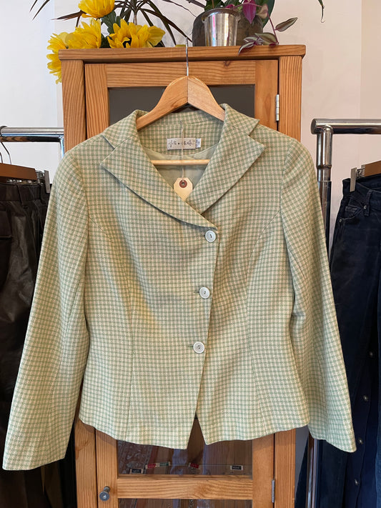 1980s Pale Green Gingham Blazer (S)