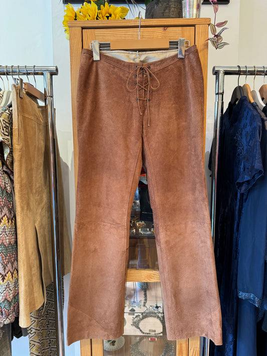 Y2K Low-Rise Suede Trousers (S)