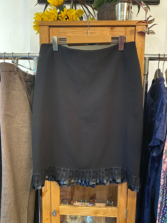 1990s Midi Skirt with Lace Hem (L)