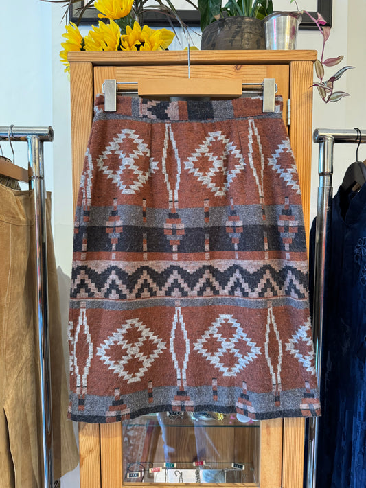 1990s Southwestern Patterned Skirt (S)